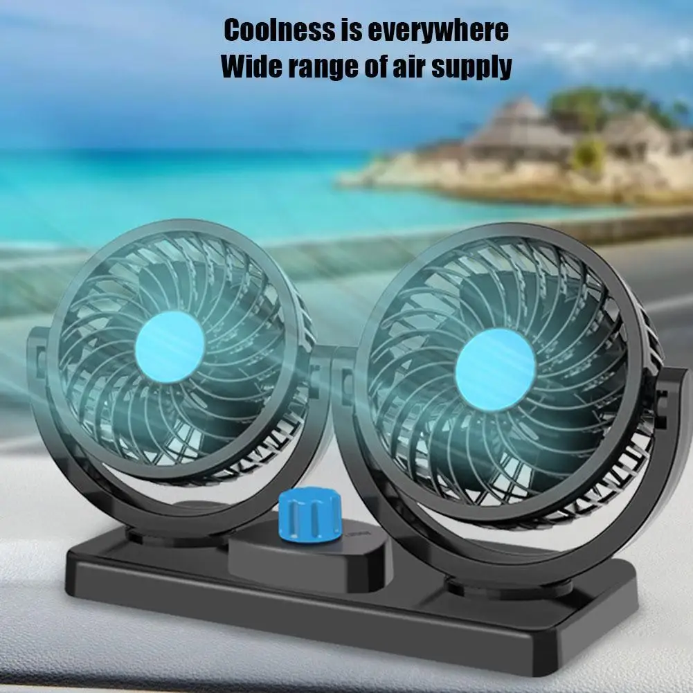 Double-head Car Fan 12V/24V Powerful Fan USB Type Universal Car Electric Fan Silent Operation High Wind Force Plug And Play