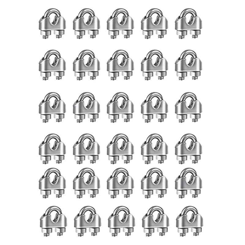 30PCS 1/8 Inches Stainless Steel Wire Rope Cable Clip Clamp For Wire Rope Rigging Tent Rope Guard Railing System