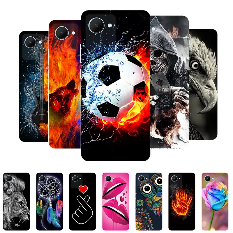 for Realme C30 Case Football Soft Silicone Back Cases for Realme C30S C33 C35 C53 C55 Phone Cover for RealmeC30 etui Funda C 30