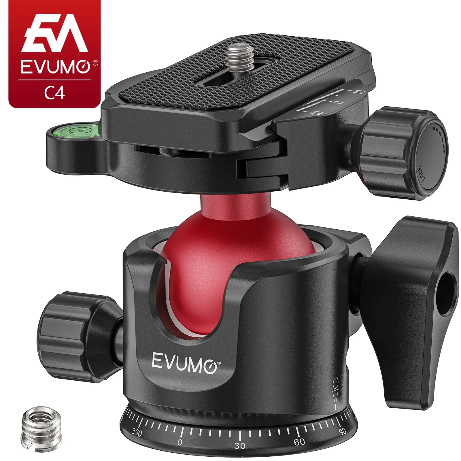 

36mm Ball Head Tripod Panoramic Camera Tripod Head Mount with Arca 1/4'' Q.R Plate for Camera Tripod Monopod EVUMO C4 Load 15kg