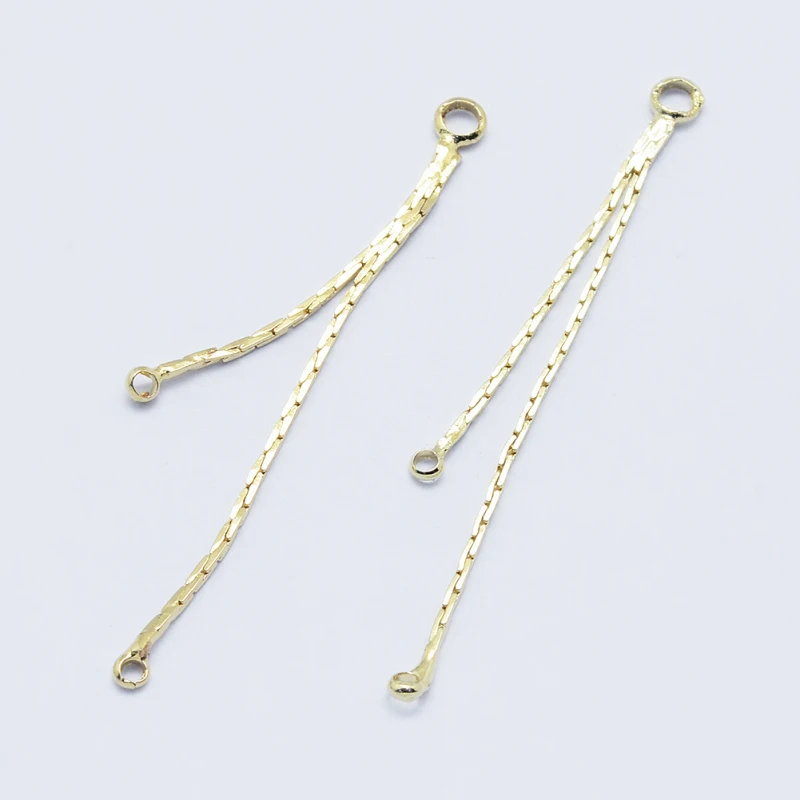 5pcs Long-Lasting Plated Brass Chandelier Component Links Real 18K Gold Plated Nickel Free Chains 41.5x1x1mm Hole: 0.5mm and 1mm