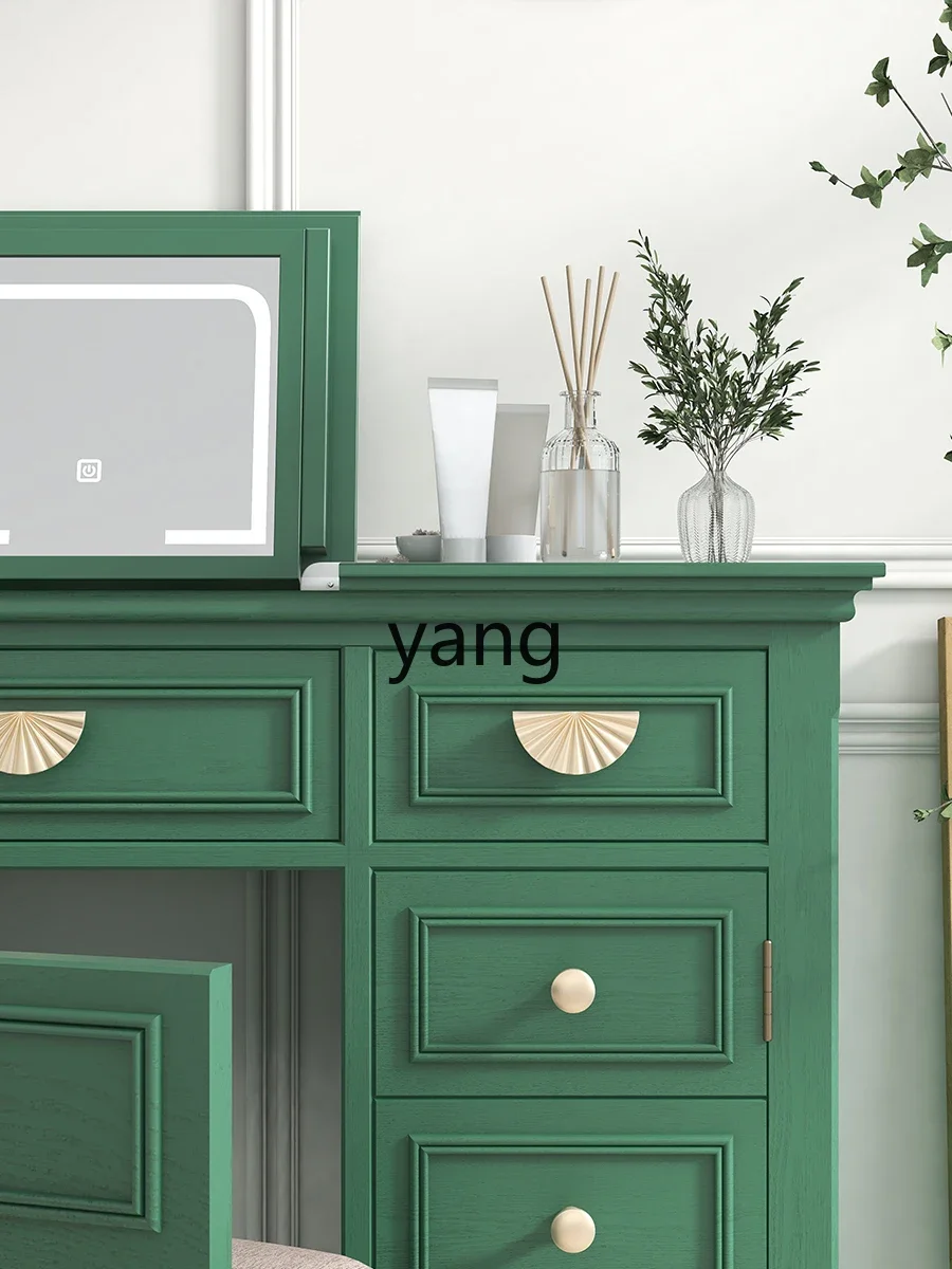 Yhl Meja Rias Retro High Sense Dresser Lampu Kecantikan Cermin Meja Rias dengan Bangku Rias