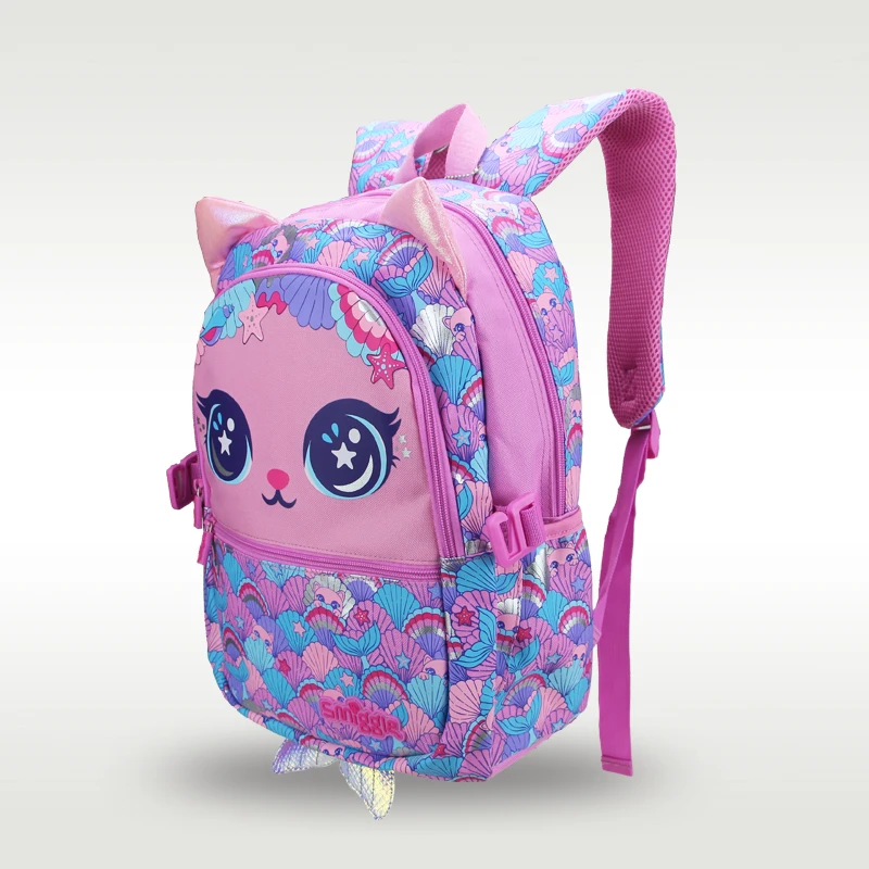 Mochila Original para Crianças, Mochila Feminina, Gato Shell Rosa, Papelaria Kawaii Aprendizagem, Austrália Smiggle, 16"