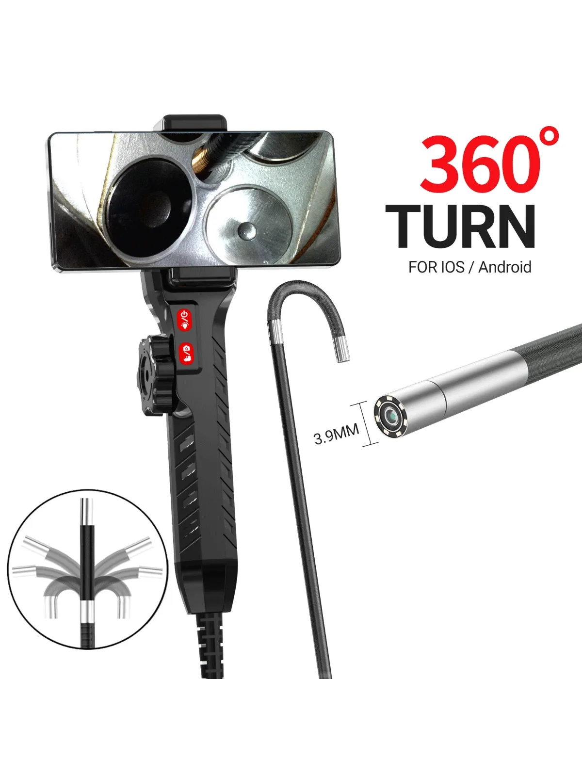 

HD Industrial Endoscope, 2 -ways Suitable for Automotive Diesel Engine Carbon Deposition Detection, Aviation Detection