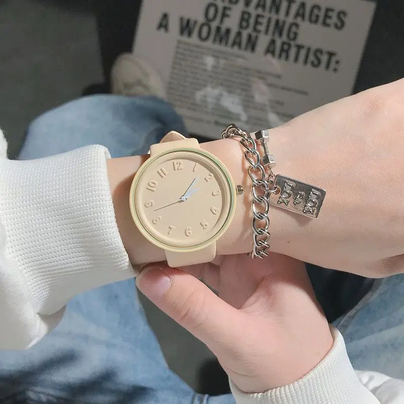 Harajuku estilo criativo relógio das crianças menina bonito brilho coroa estudante simples grande dial esporte relógios presente de natal