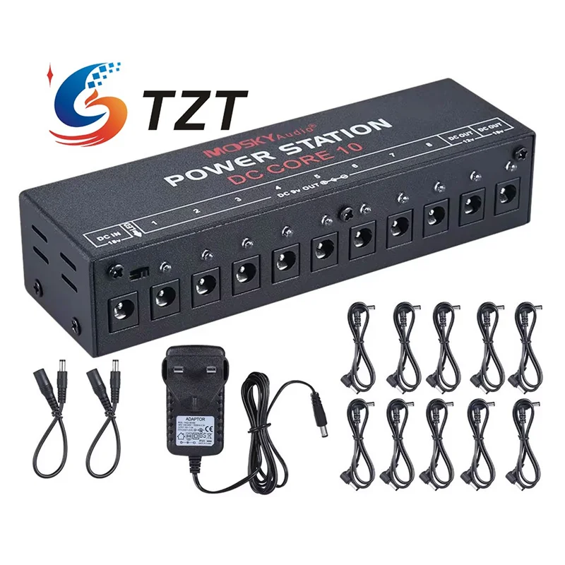 

TZT MOSKYAudio DC-CORE10 10-Channel Guitar Effects Pedal Power Supply 10 Isolated Outputs for 9V/12V/18V Pedals