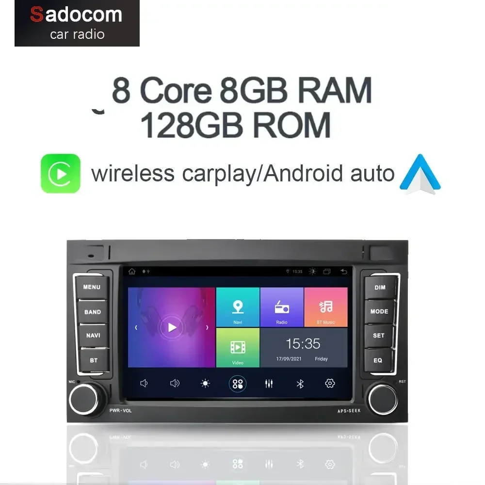 IPS 720P Carplay 7'' Android 12.0 Car DVD Player 8G+128G car radio For VW/Volkswagen/Touareg/Transporter T5 2004-2011 Multimedia