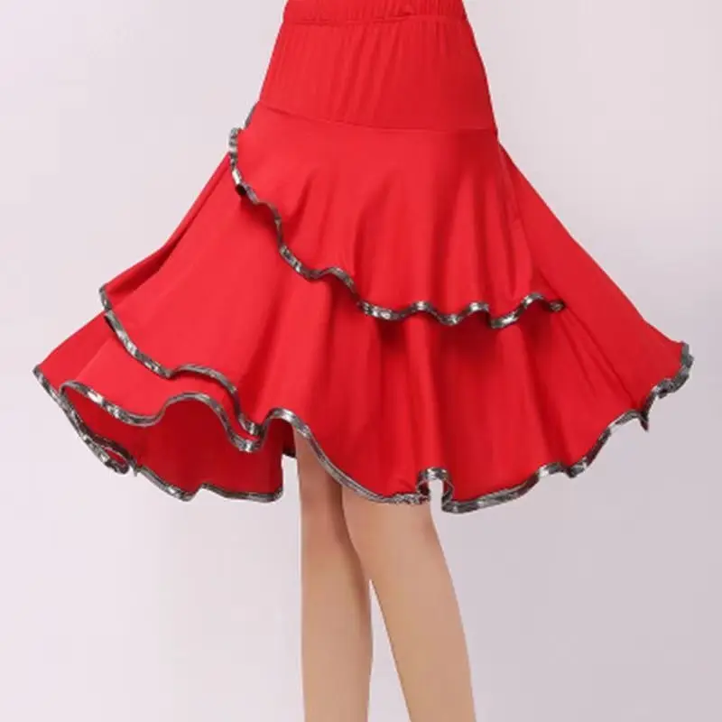 

New Latin Dance Skirt Ruffles Irregular Skirt Ballroom Dance Practice Clothes for Women Chacha Rumba/Samba/ Dance Costumes