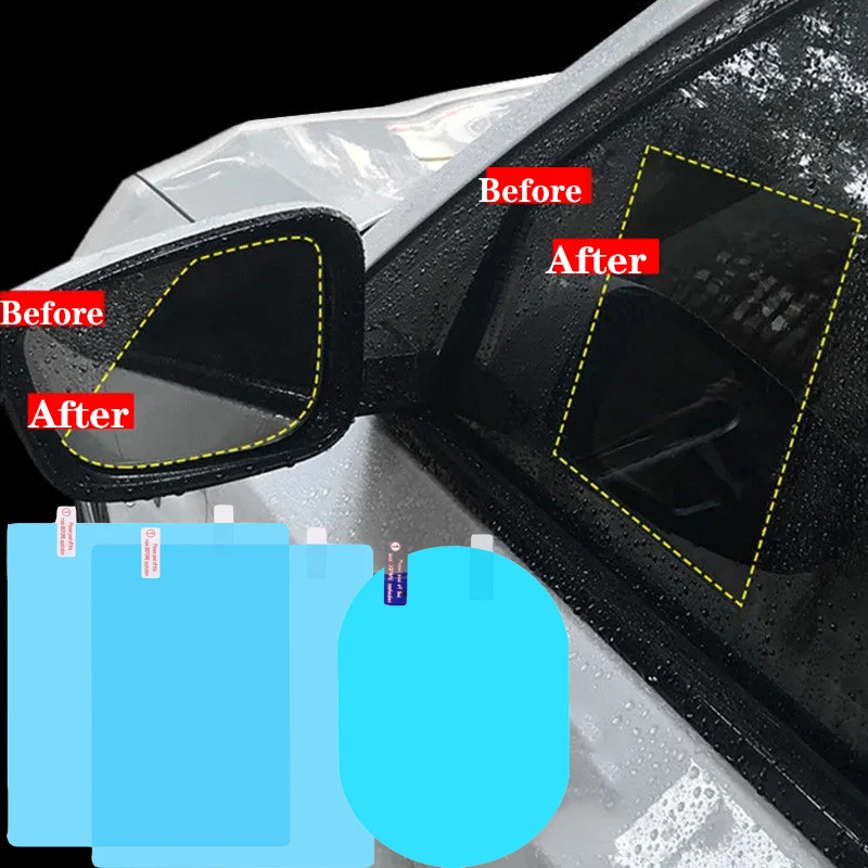 2pcs Car Rearview Mirror Film Sticker Side Window Rainproof Clear Film Anti-Fog Waterproof Protective Films for Car Motorcycle