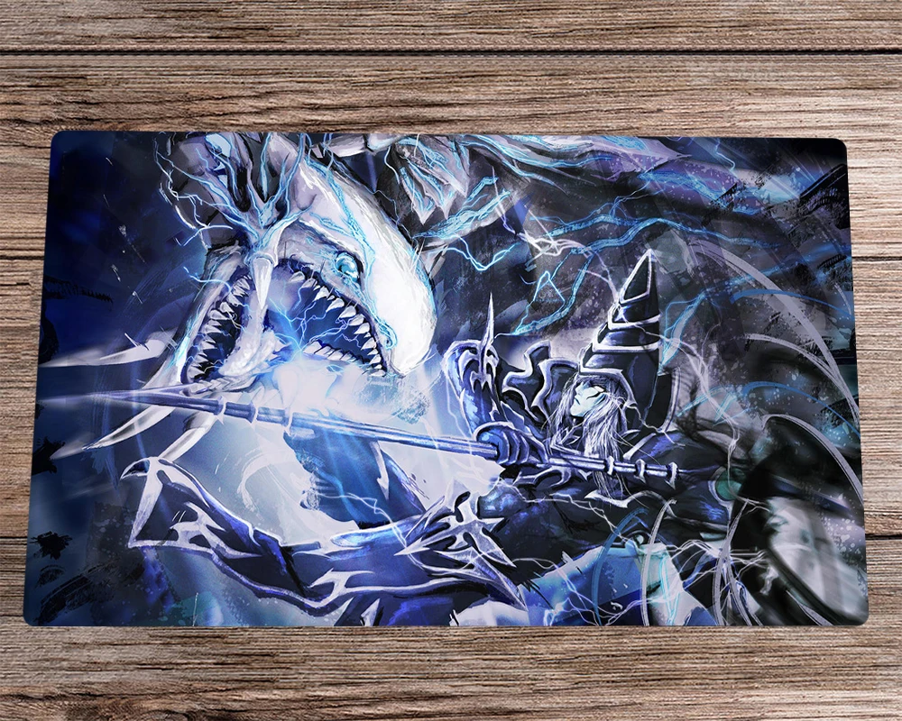 YuGiOh Playmat Blue Eyes VS Dark Magician CCG TCG Card Game Mat Board Game Mat & Free Bag Desk Mat Desk Pad Mousepad 60x35cm