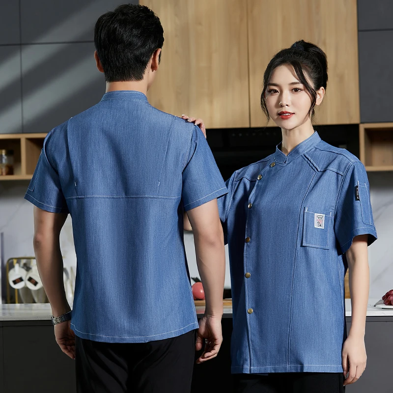 Летняя рубашка для мужчин и женщин, пищевая одежда для сервиса, комбинезон для ресторана, отеля, куртка шеф-повара, форма с короткими рукавами для приготовления пиццы, кухни