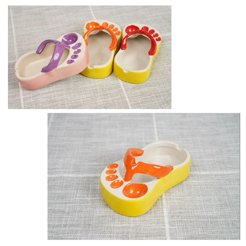 Cute Slipper French Fries Dish Flavorful Tomato Sauce Dipping Dish Cartoon Flip-Flops Plate Ceramic Tray Ashtray Easy To Use