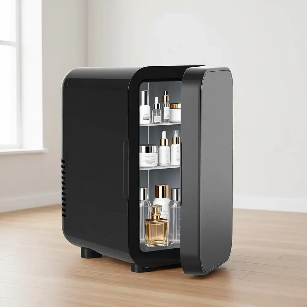 

Skincare ridge with Glass Panel, 6L Mini ridge or Home/Car, AC/DC Portable Thermoelectric Cooler and Warmer, Makeup Mini Compact