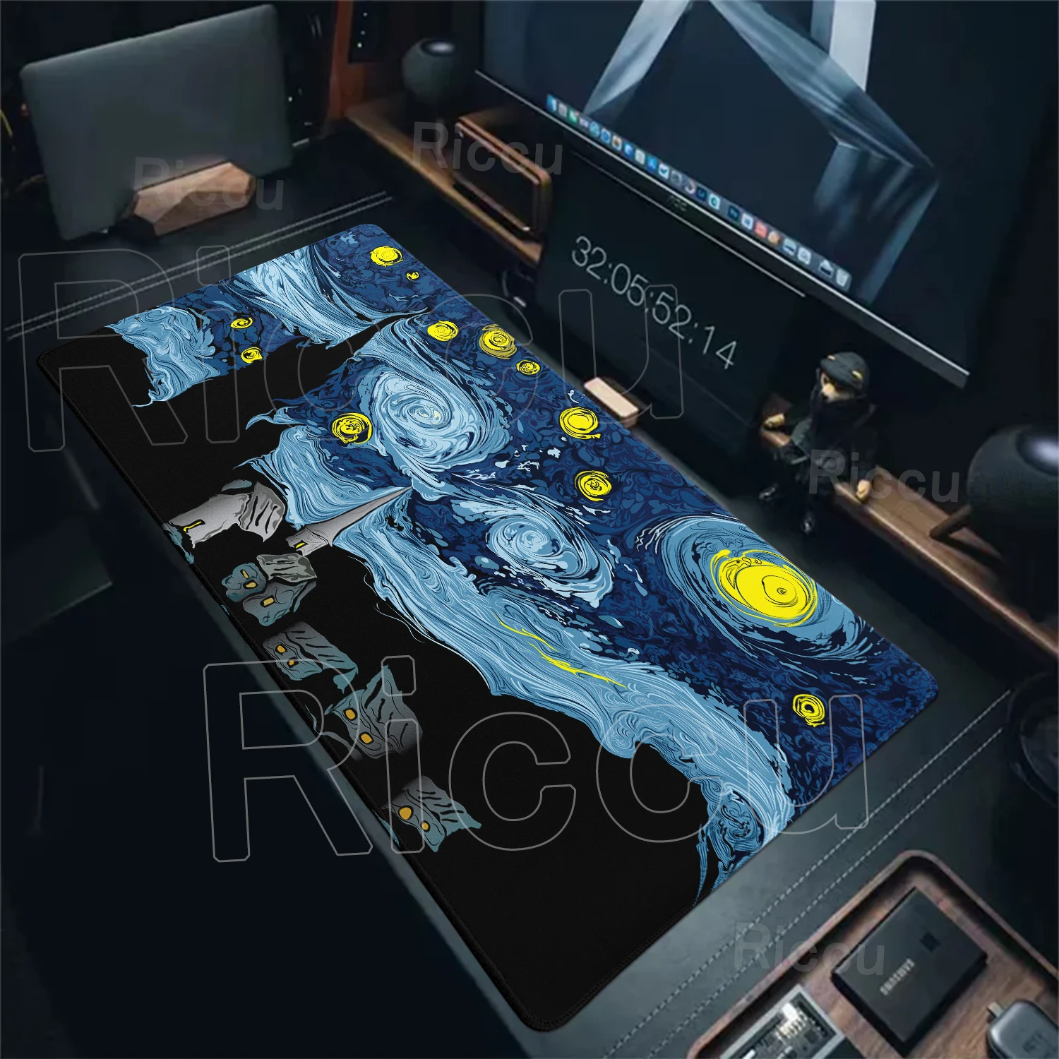 Van Gogh's Oil Painting Mouse Pad Starry Night Large Rubber XXL PC Desk Accessories Mousepad for Office&Gamer Keyboard Decor Mat