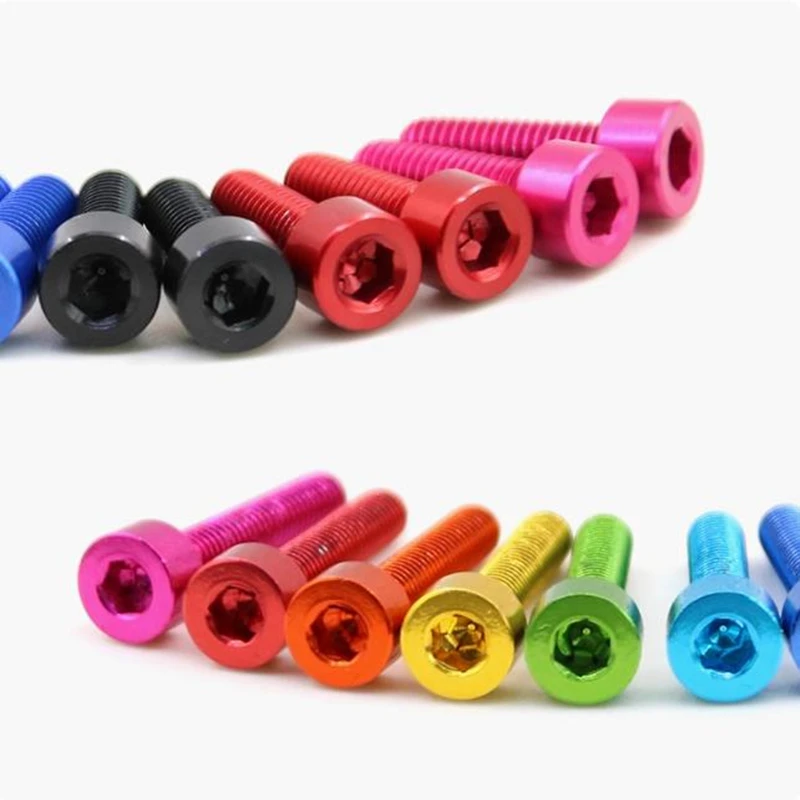 10pcs Aluminum 7075 Screw DIN912 M4 M5 M6 Colourful Aluminum Hex Socket Cup Machine Screw