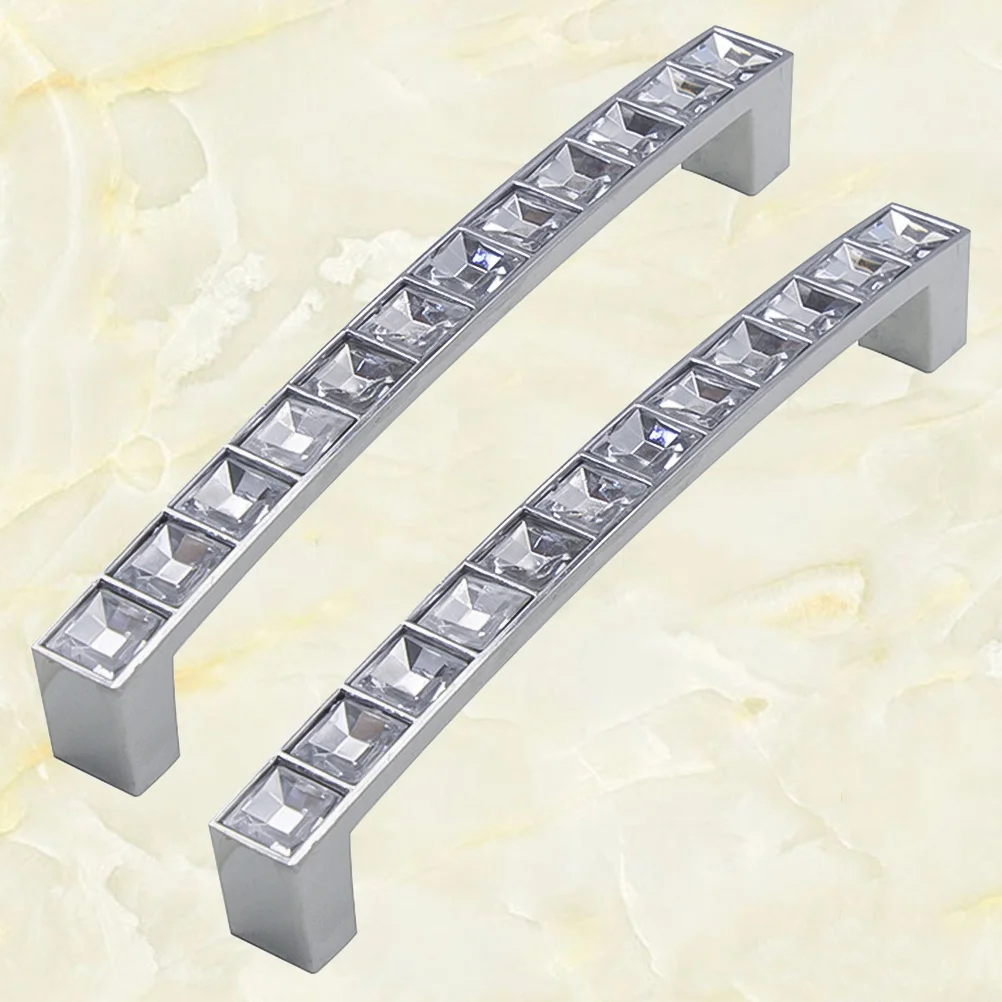 

2Pcs Crystal U Shape Durable Zinc Alloy Wardrobe Cabinet Handle Drawer Pull Knobs Door Knob Stylish Home Hardware