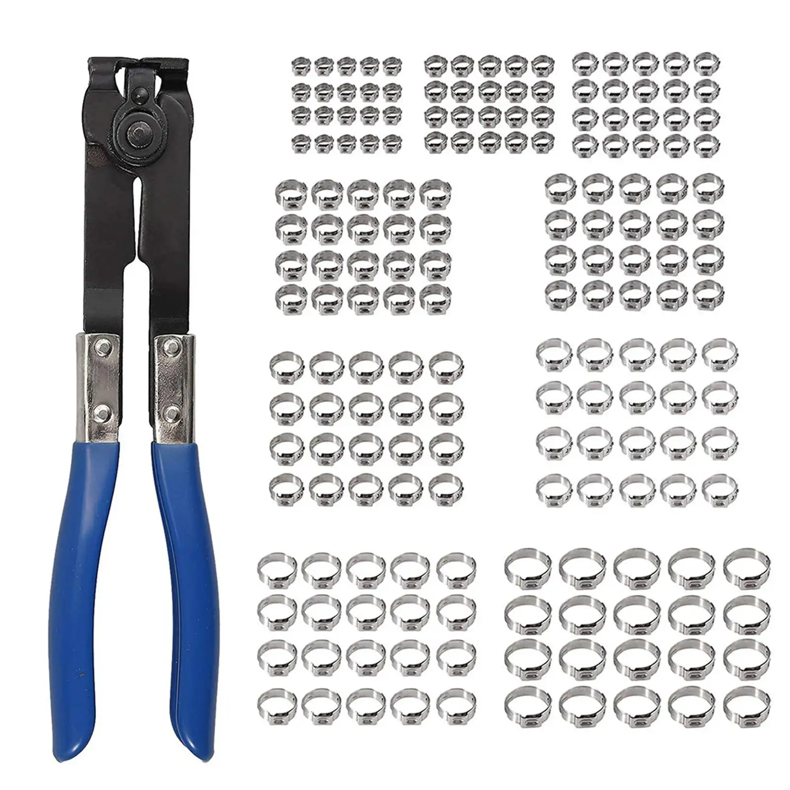 

180 шт., зажим для шланга с одним ухом, ассортимент, 9 размеров, 7 мм, 21 мм, зажимы для зажимов для сантехники, ремонта автомобильных труб