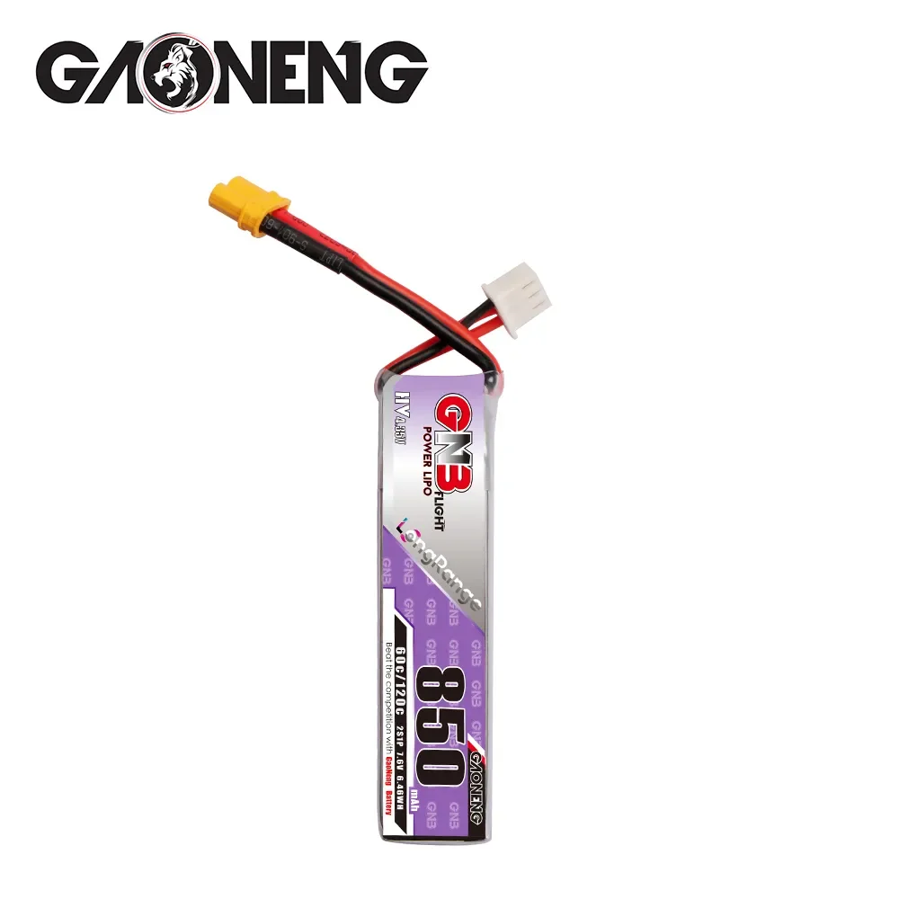 GAONENG GNB LiPo Battery 850mAh 2S 7.6V 60C Long Range With XT30 Plug  For RC FPV Whoop Frame Kit Tinywhoop Racing Drone view 5