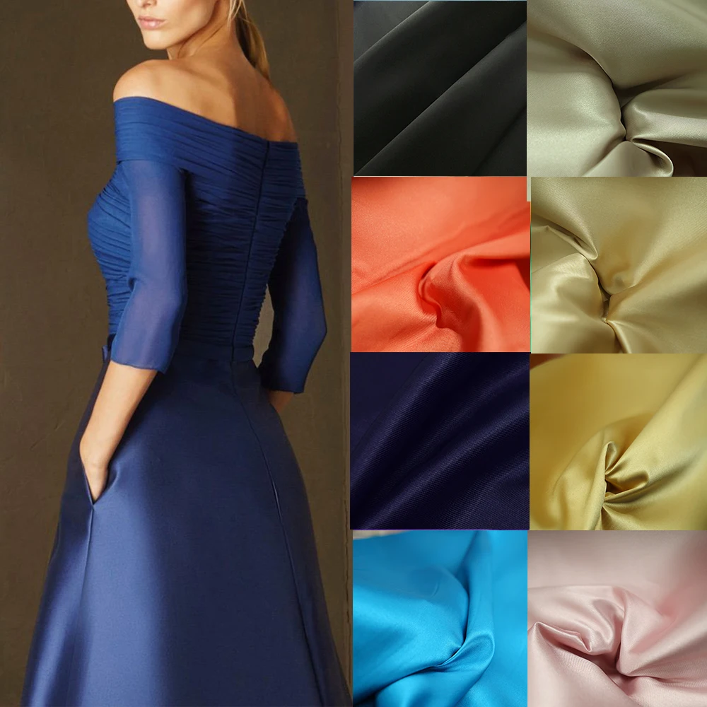

Twill satin Mikado fabric high-end wedding dress custom fashion fabric clothing DIY solid color thick satin