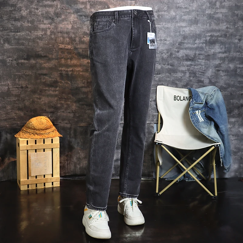 ヴィンテージメンズパンツ,刺denim,カジュアル,レトロ,ブラック,グレー,ストレッチ,スリム,ファッション,デザイナー