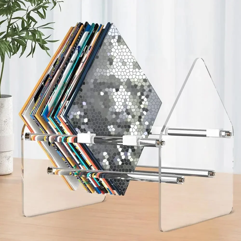 Record Storage Holder CD Racks Large Capacity Display Stand Clear Acrylic Modern Desktop Rack Record Holder Storage For Home