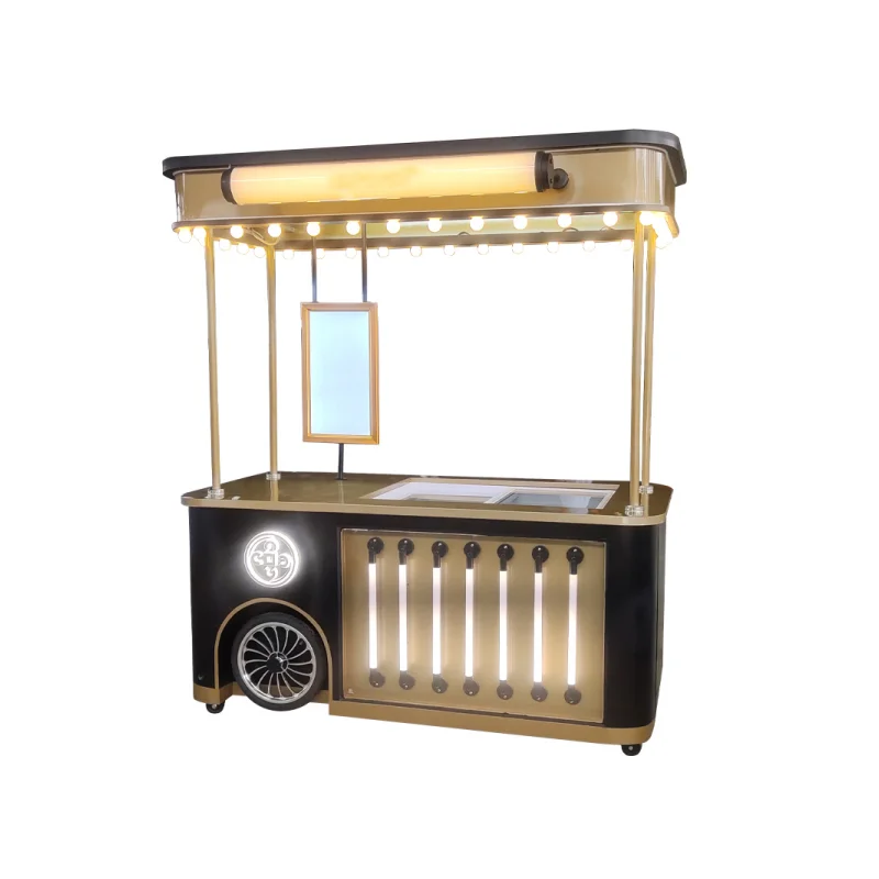 Ice Cream Push Vending Cart with Freezer for Sale Mobile Hand Cart Italian Gelato Cart Commercial Food Vendor Custom