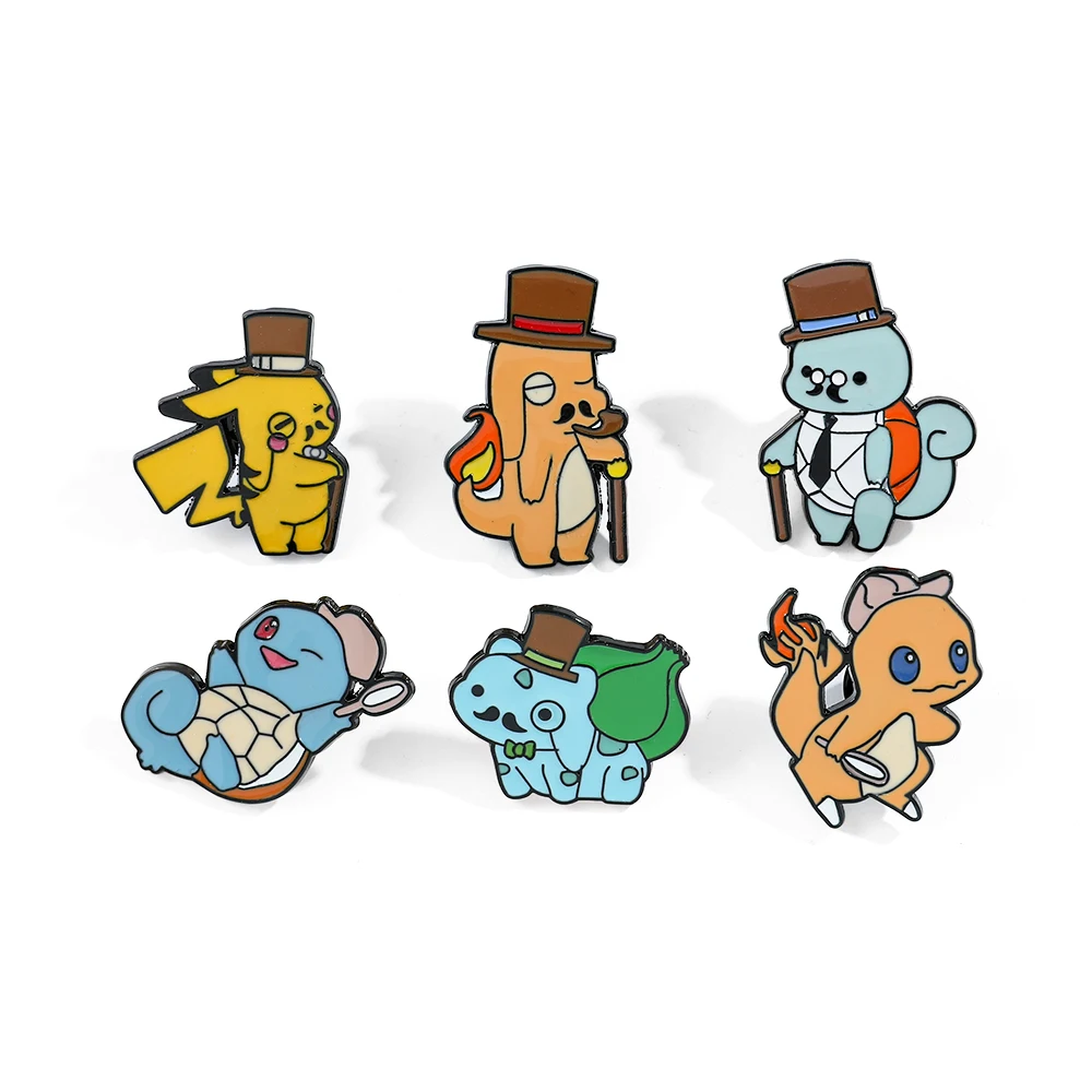 Cartoon Brooch Creativity Cute Bulbasaur Squirtle Enamel Pins for Backpack Clothing Metal Badge Accessories Gifts
