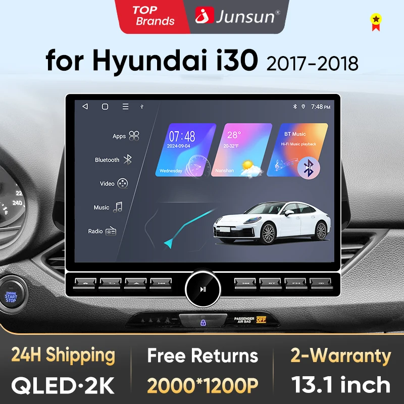 Junsun 13.1 بوصة QLED أندرويد اللاسلكية CarPlay راديو السيارة التلقائي لشركة هيونداي i30 2017-2018 الأنظمة الذكية DSP SWC RDS GPS FM