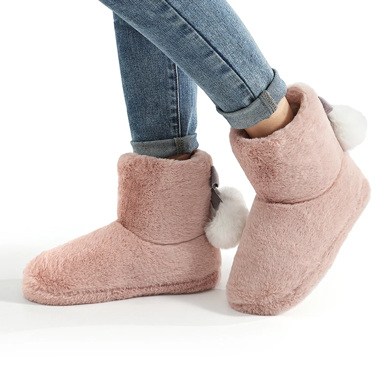 Comwarm Fluffy Plush Women Boots Winter Warm Snow Boots Curly House Shoes Soft Bottom Cozy Cotton Boots Female Fashion Cute Shoe