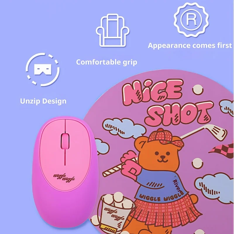 Wiggle-ratón inalámbrico silencioso, descompresión de silicona, portátil, ligero, Plug And Play, ergonómico, batería de larga duración
