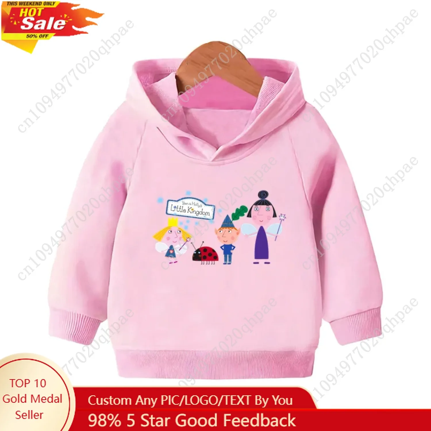 

Ben and Holly Kingdom Cartoon Kids Hooded Hoodies Cute Girls Clothes Children Sweatshirts Autumn Baby Pullover Tops,KMT5038