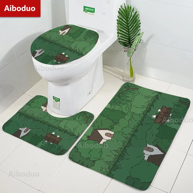 

Cute Cartoon Rabbit Hand Drawing Pattern Bathroom 3Pcs/set Mats Home Flannel Decorate Accessories Floor Rug Toilet Cover 40*60CM