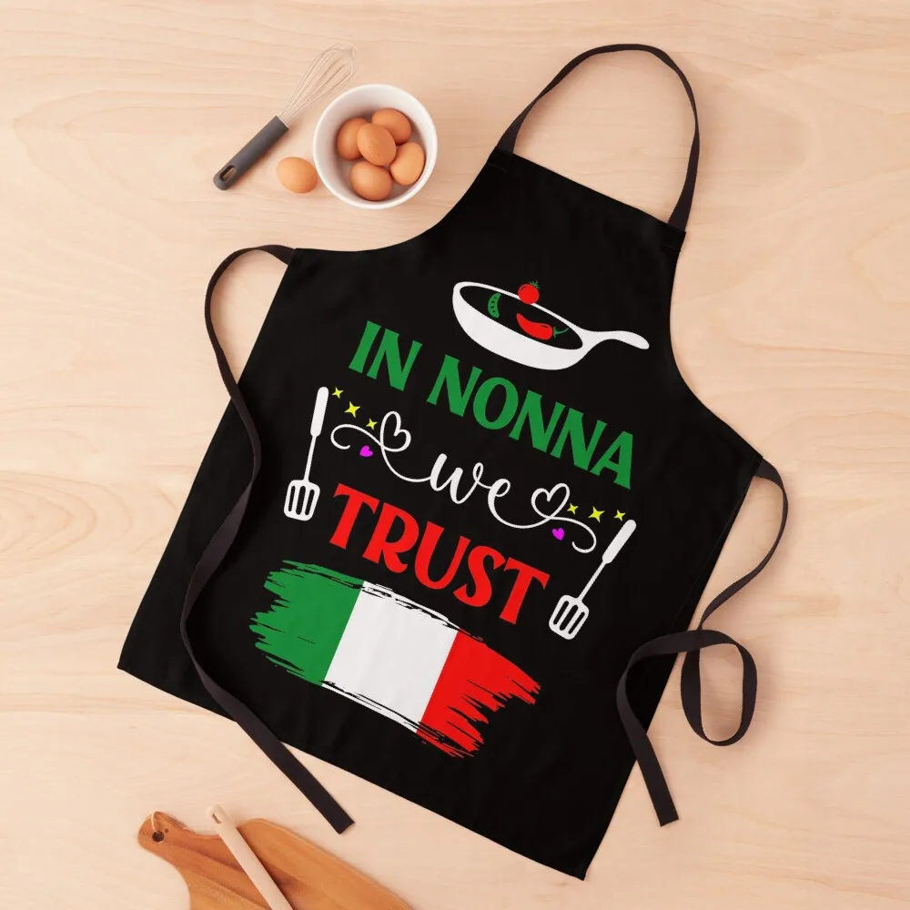 

In Nonna We Trust Italian Grandmother T Shirt Apron Chef Uniform Women Smock for hairdressing Apron