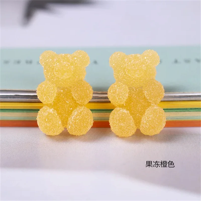 20 PCS New Cute Nail Art Gradient Color Gummy Bear Decoration Cartoon trasparente Jelly Candy Resin fornitura all'ingrosso fatta a mano fai da te