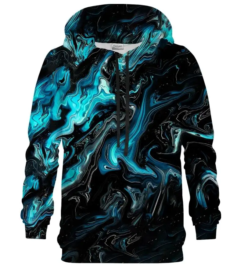 Bunter Marmor-Kunstdruck-Hoodie für Herren, abstraktes Muster, Kontrastdesign, Frühlings- und Herbsttrend, Polyester