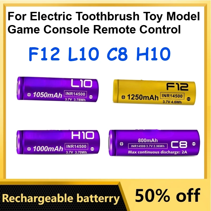 

3 Pcs 14500 F12 L10 C8 H10 3.7V Lithium Battery for Electric Toothbrush Toy Model Game Console Remote Control Batteries