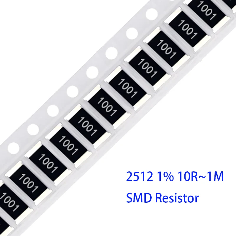 50PCS/Lot 2512 SMD Resistor 1% 10R ~ 1M 1W Surface Mount Resistance 0 1 10 22 47 100 150 220 330 ohm 4.7K 10K 100K 1R 10R