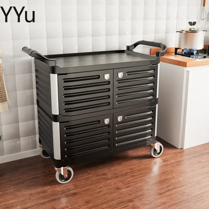 for Three Tier Dining Cart Restaurant Dish Collection Trolley with Wheels Busboy Utility Service Tray Plate Bowl Trash Bin