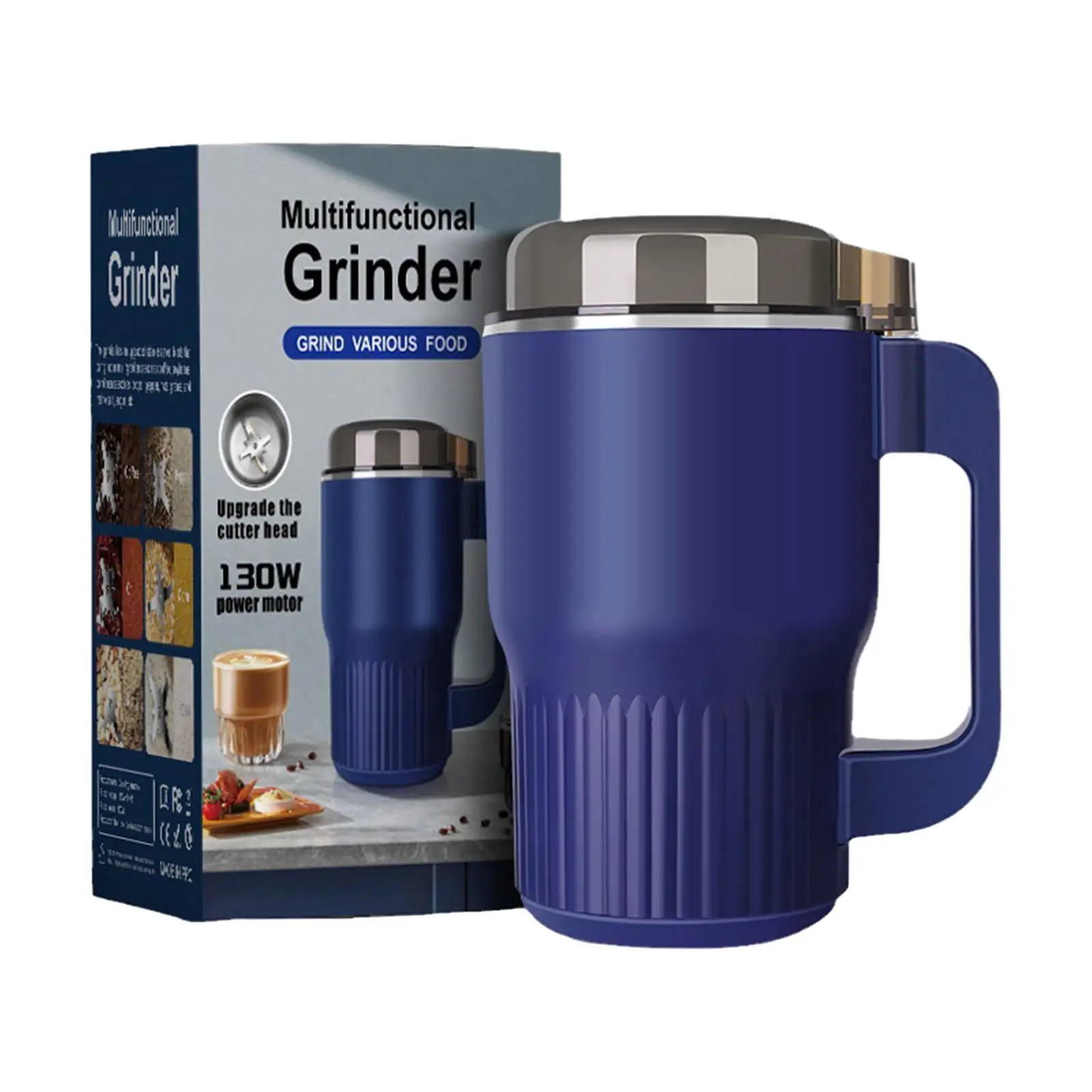 Moedor de Café Elétrico com Grande Capacidade, Porcas Pessoais Escritório, 8 Lâmina, Moedor Portátil de Cozinha Doméstica, 240V, 1L, Moedor de Especiarias, 130W