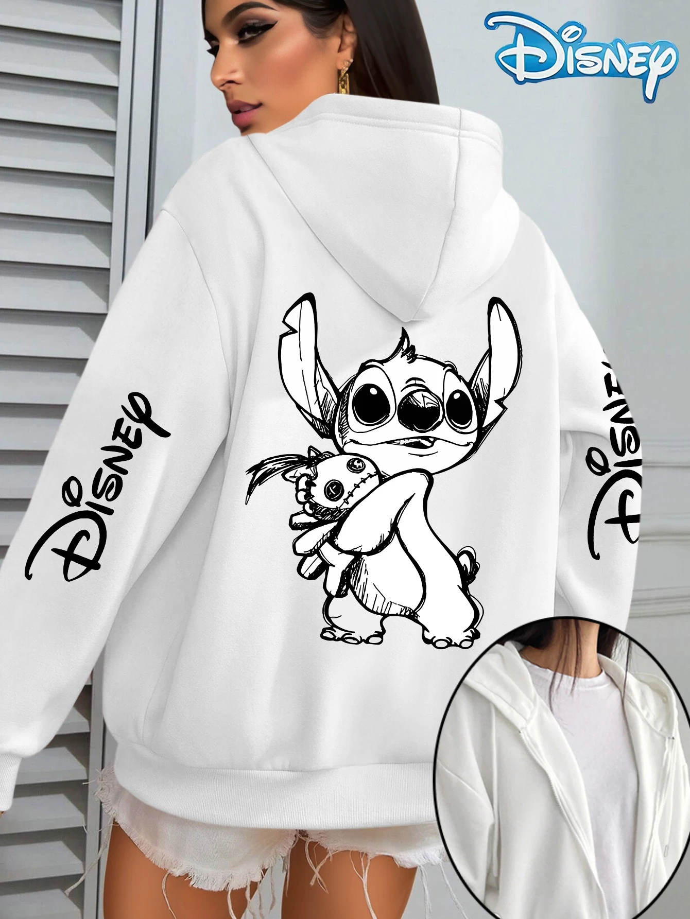 ديزني غرزة سستة هوديس الصوف البلوز سترة المرأة الرجال القطن الخريف بلوفر شتوي معاطف المتضخم #1