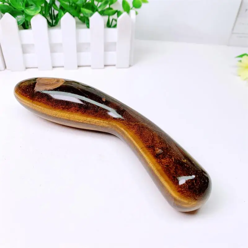 18cm Large Size Natural Yellow Tiger Eye Stone Crystal Massage Penis Wand Gemstone Yoni for Women Health Smooth Polished Gifts