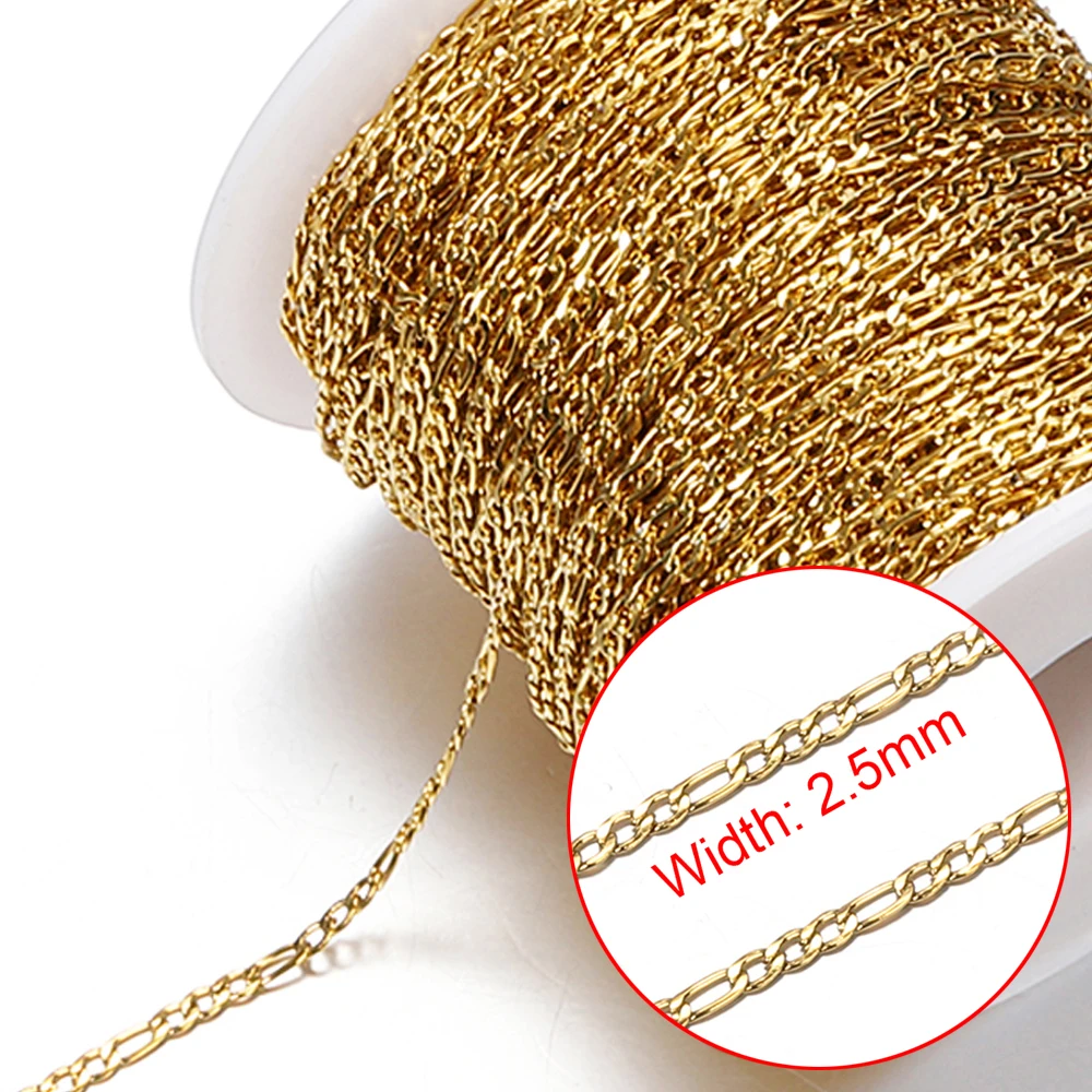 2 meter lange roestvrijstalen kettingen verkrijgbaar in meerdere stijlen voor het maken van DIY kettingen, armbanden, sieraden en accessoires, kralenkettingen