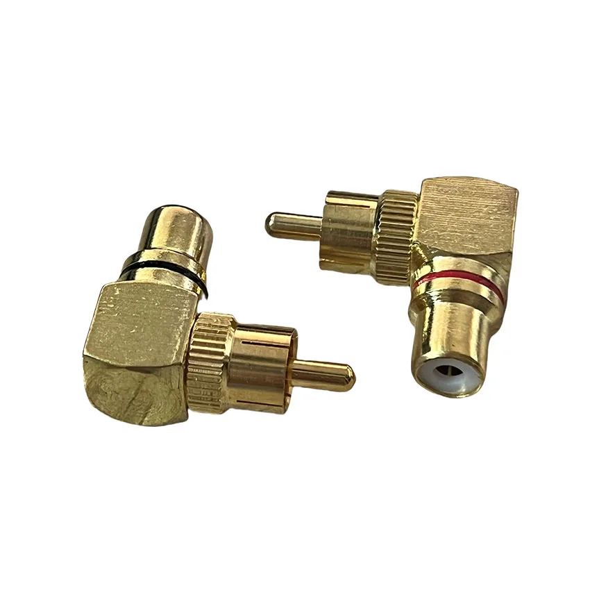 1PC Brass RCA Right Angle Male To Female Gold Plated Connector 90 Degree Adapters