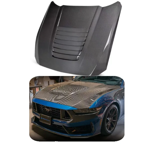 

High-Quality Carbon Fiber Engine Hood for Ford Mustang 2024+ Upgraded Front Engine Hood Air Vent Trim Bonnet Cover Car Styling