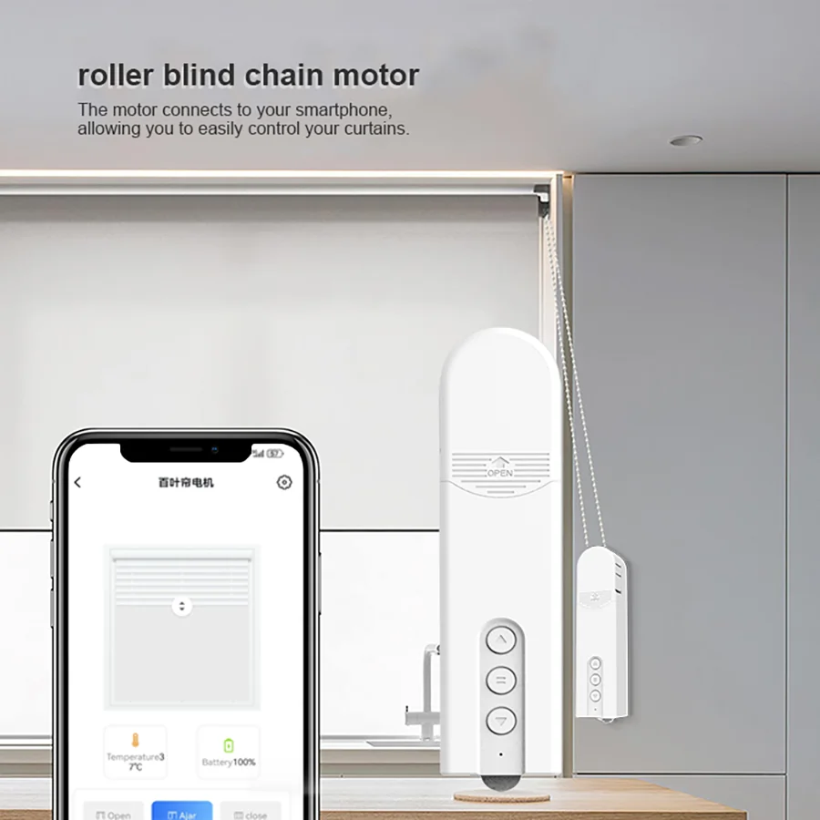 ZigBee Smart Roller Blind Motor ，Solar panels， Bead Curtain Pull Cord Driver Automatic Opener Compatible with Alexa Google Home