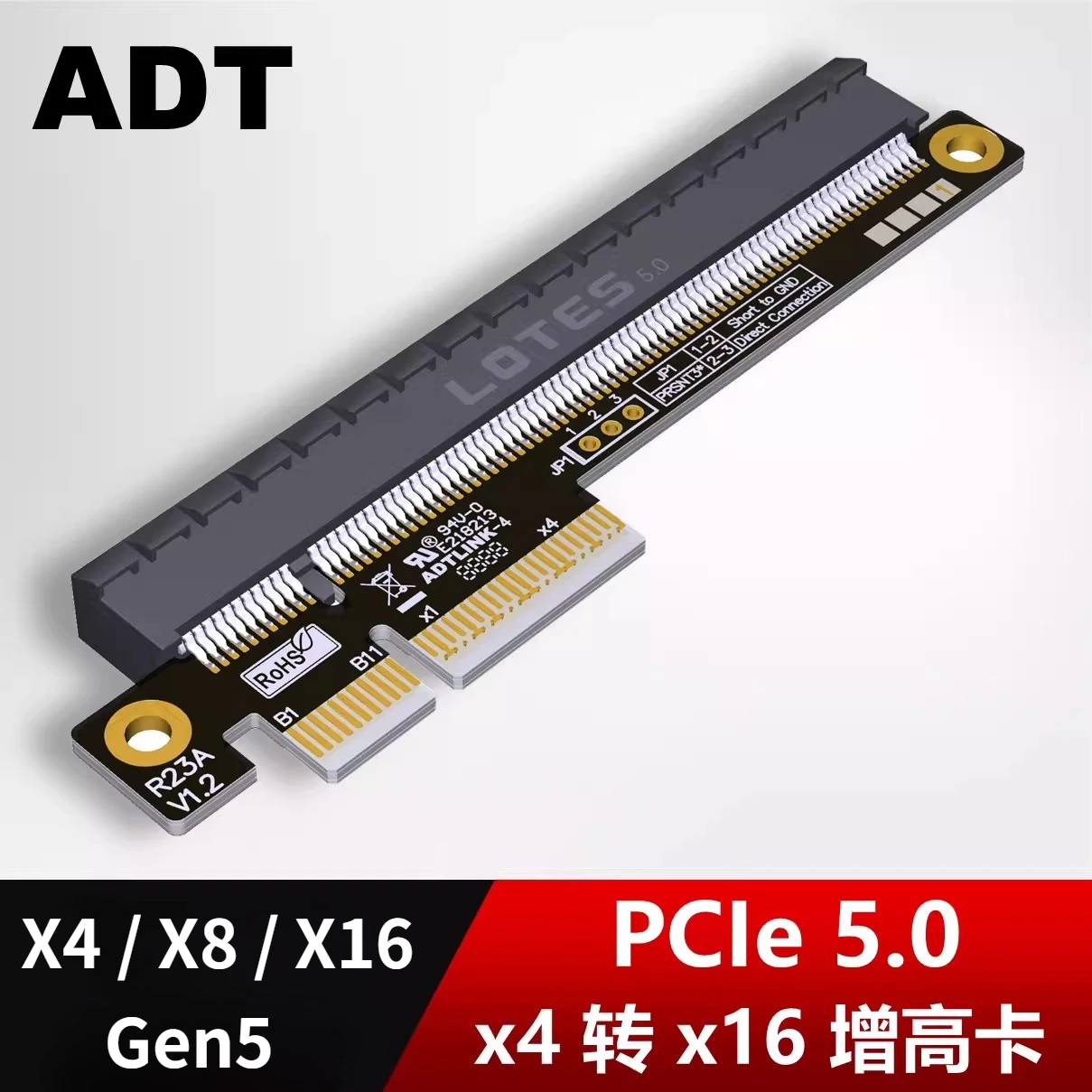 PCI Express 5.0 x16 x8 x4 Gen5 Riser Card Graphics Card Expansion Steering Riser Heighten PCB PCI-E 16X Extender Slots Protector