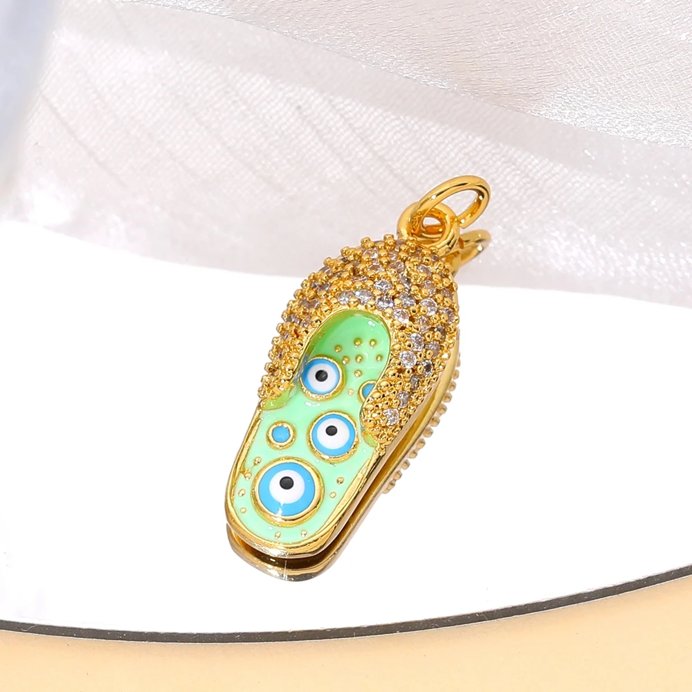 Juya Handwerk Bunte Emaille Anhänger Hausschuhe Hamsa Fatima Türkische Griechische Bösen blick Charms Für DIY Mode Schmuck Machen – Detail 5