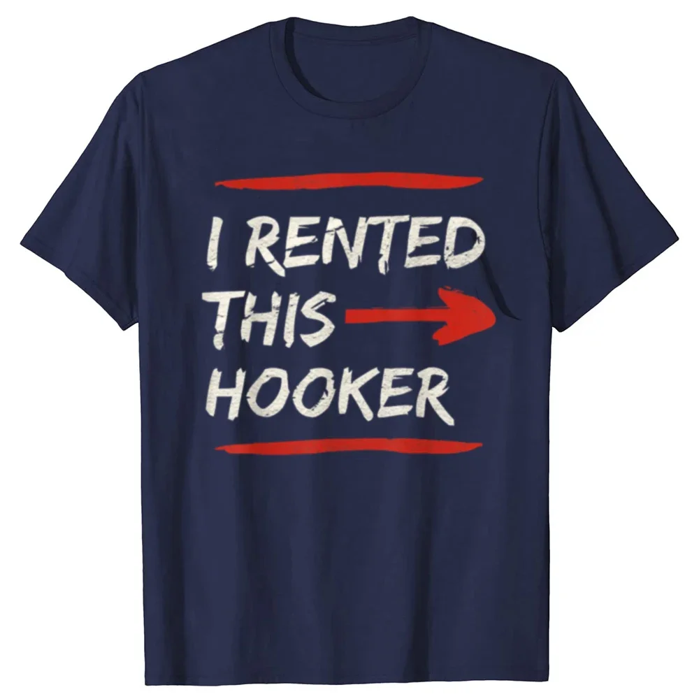 Ich habe diesen lustigen T-Shirt mit Aufdruck „I Rented This Hooker“ gechariziert. Es ist ein lässiges, modisches Herren-T-Shirt mit beleidigendem Humor und grafischem Design. Lockeres Streetwear-T-Shirt für Herren. – Detail 2