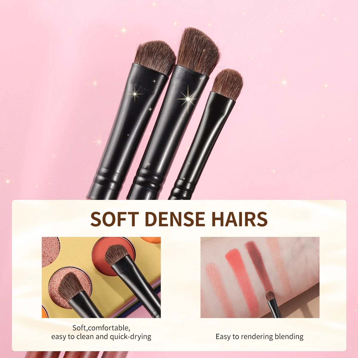 OVW 3PCS Horse Hair Eyeshadow Makeup Brush Set