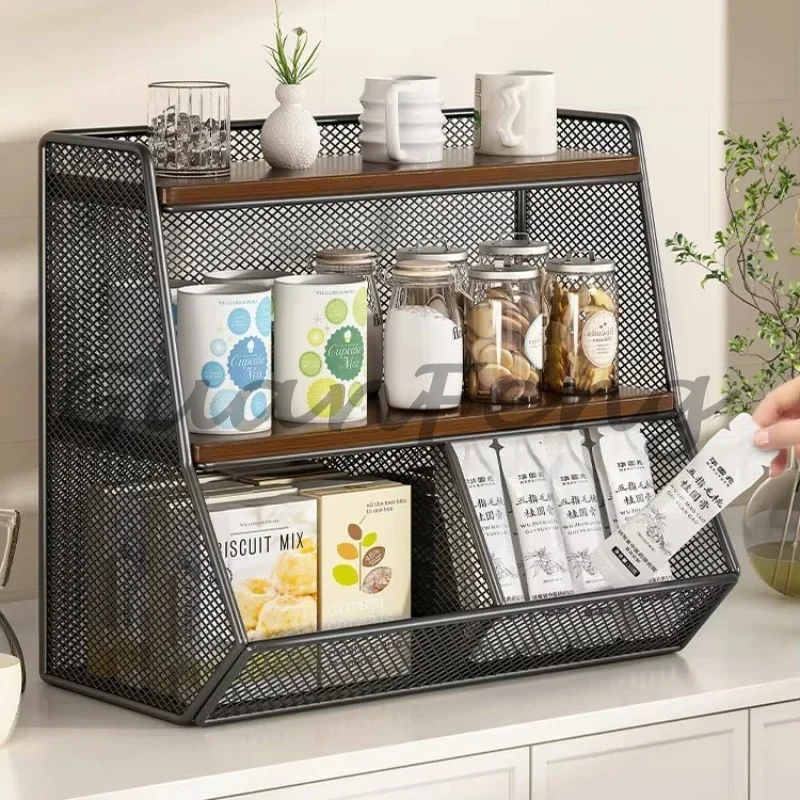 Desktop Countertop Multi-Tier Storage Rack, Kitchen Cup Holder, Snack Tea Bag Organizer for Dining Table